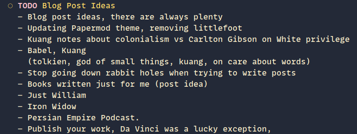 a list of topics that i want to write about on the blop